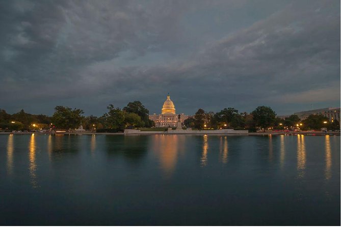 3-4 Hour Private DC City Moonlight Tour by Van - World War II Memorial: stone and bronze that add weight