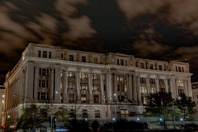 DC Ghosts Ultimate Dead of Night Haunted Ghost Tour - General José Gervasio Artigas statue: hoofbeats on misty nights