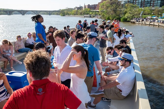 Party Yacht Cruise along Potomac River - The Tidal Basin and Jefferson’s columns in calm-water light